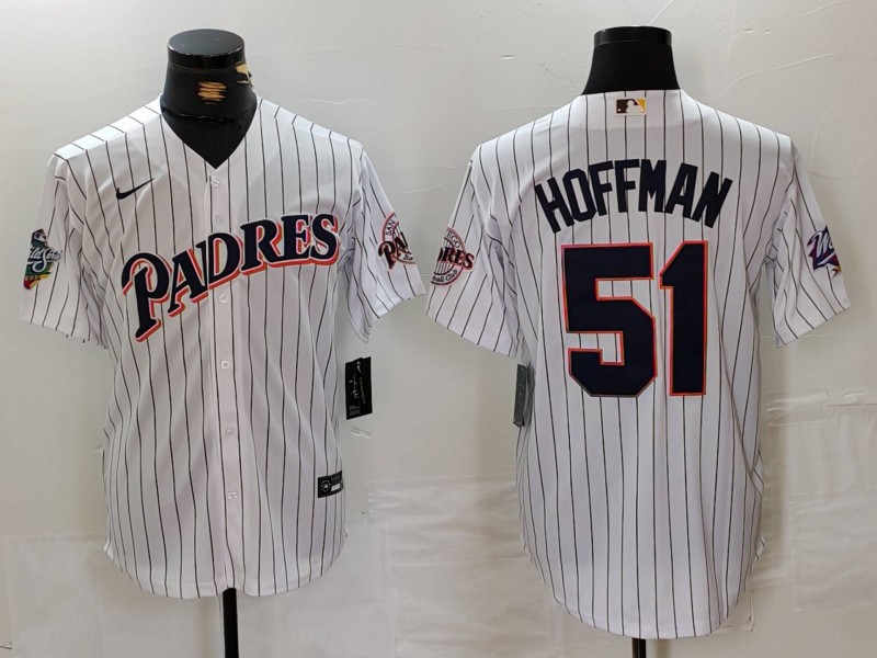 Men's San Diego Padres Trevor Hoffman #51 White Jersey